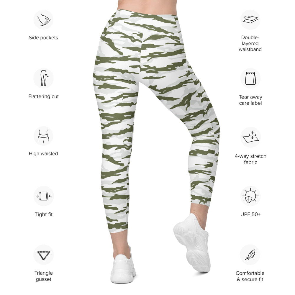 Noorvik Arctic Tiger Stripe CAMO Leggings with pockets - Womens With Pockets