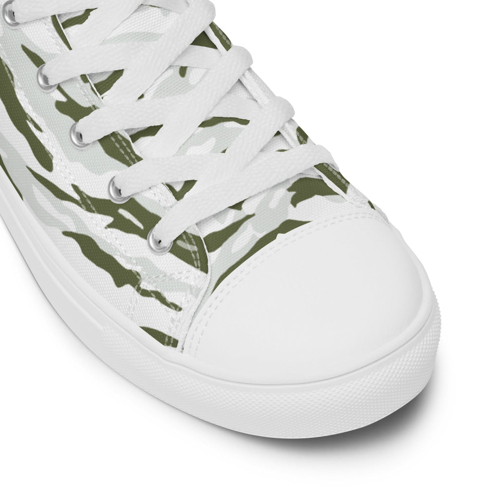 Noorvik Arctic Tiger Stripe CAMO Men’s high top canvas shoes - Mens High Top Canvas Shoes