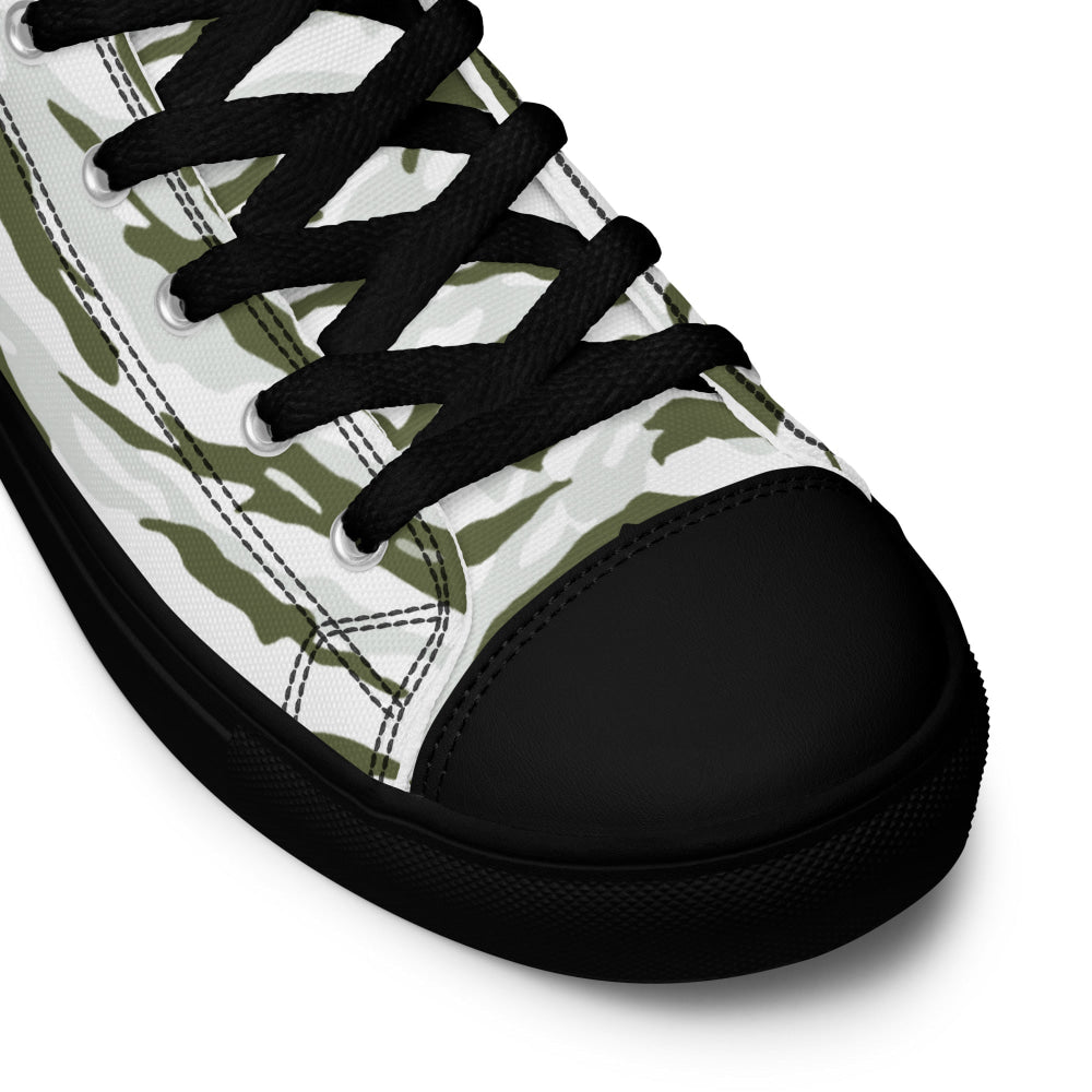 Noorvik Arctic Tiger Stripe CAMO Men’s high top canvas shoes - Mens High Top Canvas Shoes