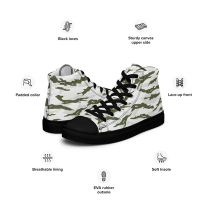 Noorvik Arctic Tiger Stripe CAMO Men’s high top canvas shoes - Mens High Top Canvas Shoes