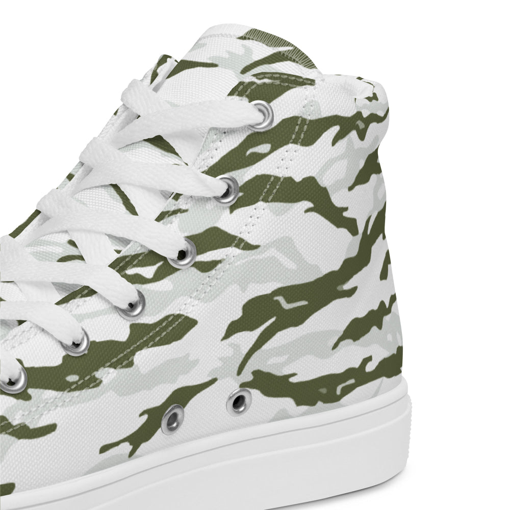 Noorvik Arctic Tiger Stripe CAMO Men’s high top canvas shoes - Mens High Top Canvas Shoes