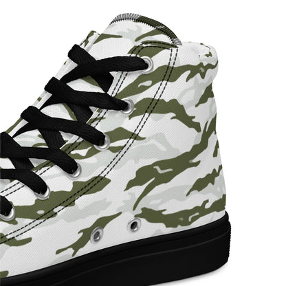 Noorvik Arctic Tiger Stripe CAMO Men’s high top canvas shoes - Mens High Top Canvas Shoes