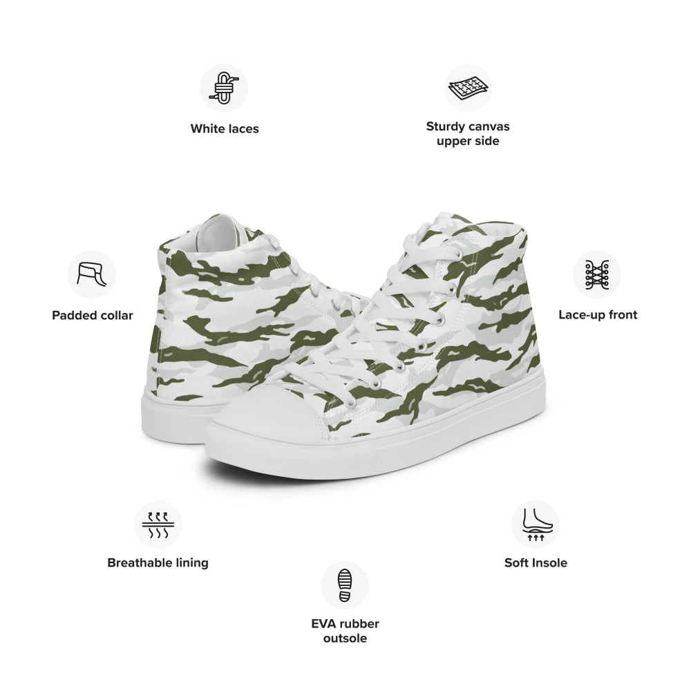 Noorvik Arctic Tiger Stripe CAMO Men’s high top canvas shoes - Mens High Top Canvas Shoes