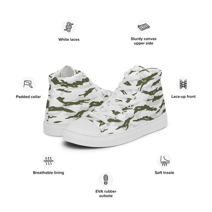 Noorvik Arctic Tiger Stripe CAMO Men’s high top canvas shoes - Mens High Top Canvas Shoes