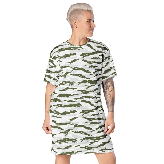 Noorvik Arctic Tiger Stripe CAMO T-shirt dress - 2XS - Womens T-Shirt Dress