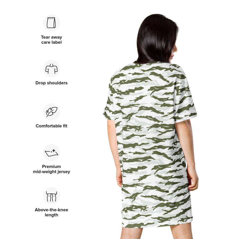 Noorvik Arctic Tiger Stripe CAMO T-shirt dress - Womens T-Shirt Dress