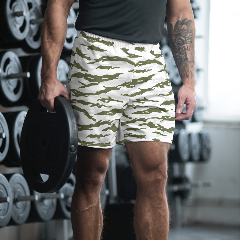 Noorvik Arctic Tiger Stripe CAMO Unisex Athletic Long Shorts - 2XS