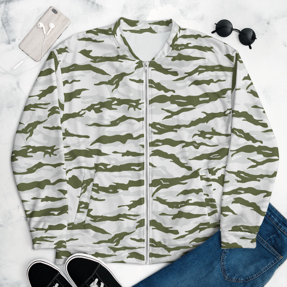 Noorvik Arctic Tiger Stripe CAMO Unisex Bomber Jacket - XS