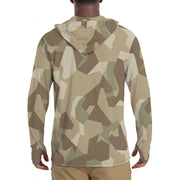 Nordic Leaf Pile Desert CAMO Mens Sunscreen Sports Hoodie With Thumb Holes