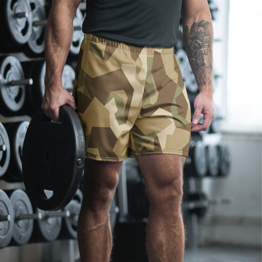 Nordic Leaf Pile Desert CAMO Unisex Athletic Long Shorts - XS