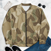 Nordic Leaf Pile Desert CAMO Unisex Bomber Jacket - XS