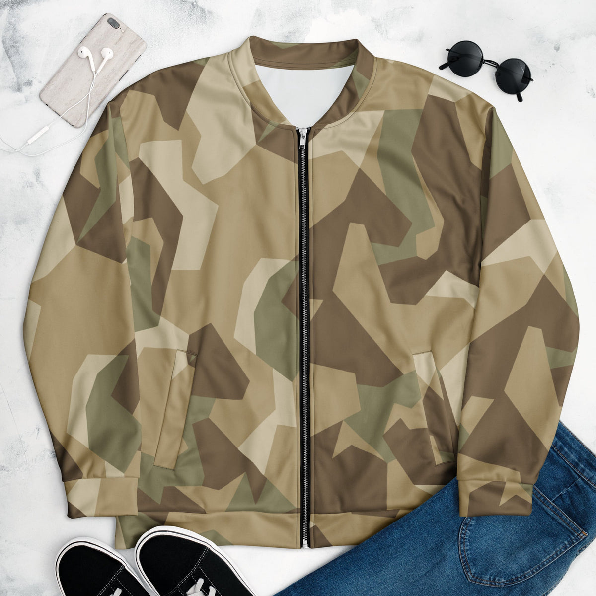 CAMO HQ - Nordic Leaf Pile Desert CAMO Unisex Bomber Jacket