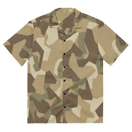 Nordic Leaf Pile Desert CAMO Unisex Short-Sleeve Button Shirt - Button-Up