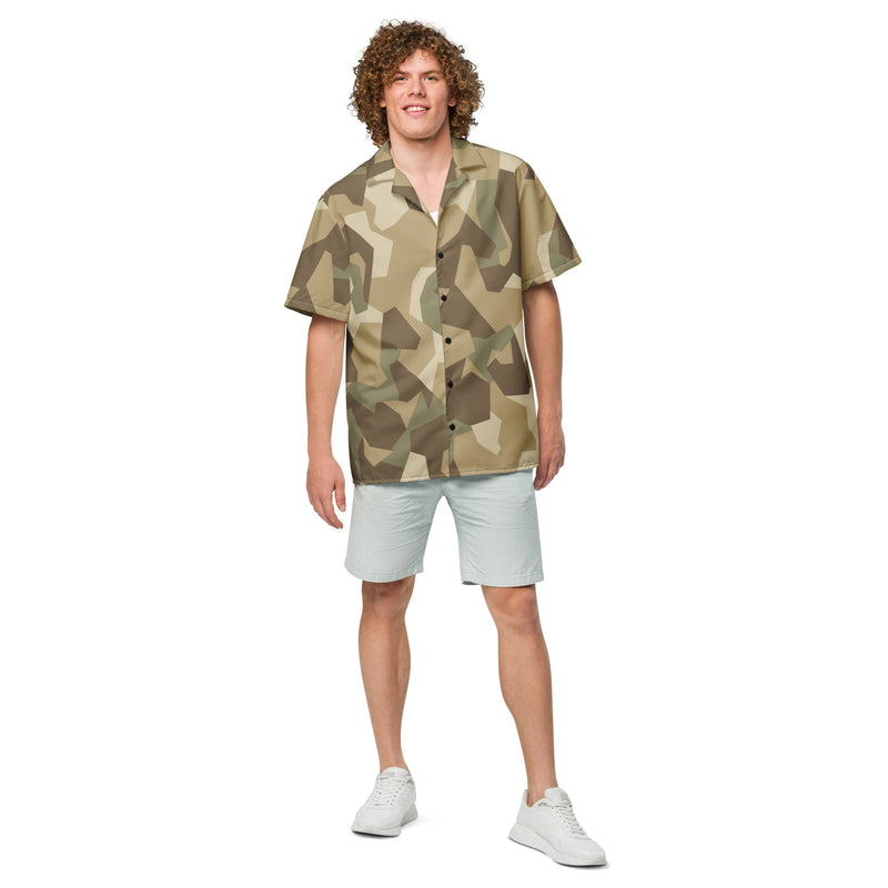 Nordic Leaf Pile Desert CAMO Unisex Short-Sleeve Button Shirt - Button-Up