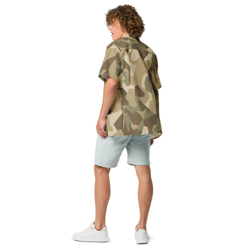 Nordic Leaf Pile Desert CAMO Unisex Short-Sleeve Button Shirt - Button-Up