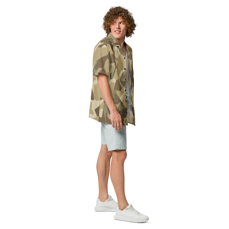 Nordic Leaf Pile Desert CAMO Unisex Short-Sleeve Button Shirt - Button-Up