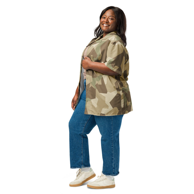 Nordic Leaf Pile Desert CAMO Unisex Short-Sleeve Button Shirt - Button-Up