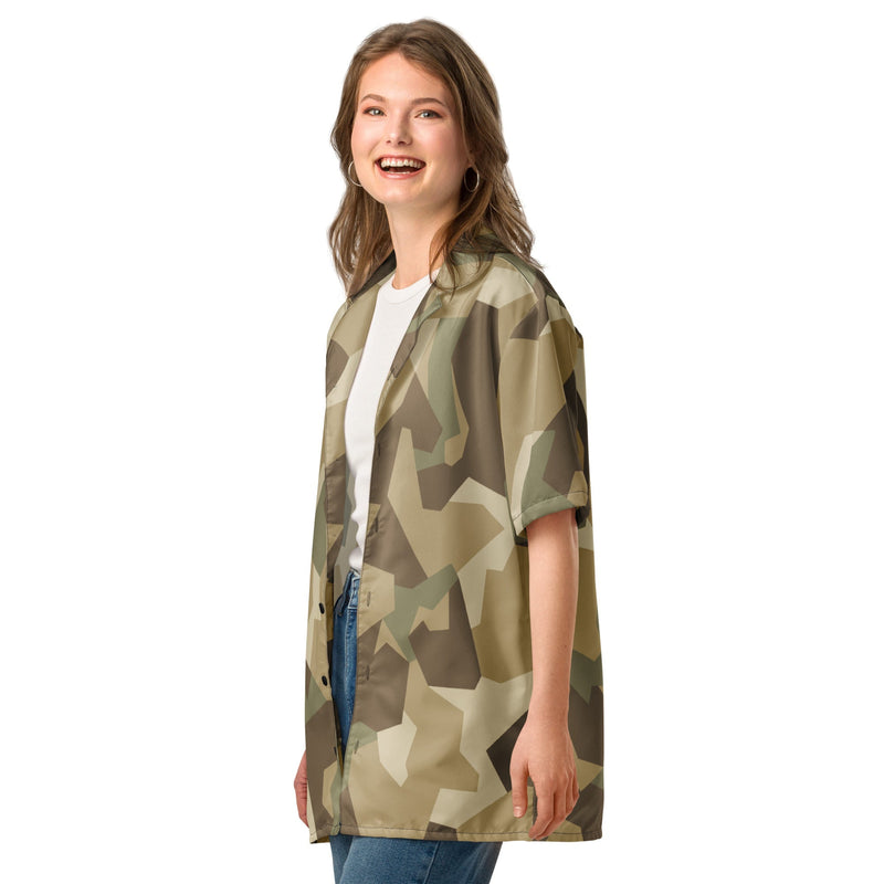 Nordic Leaf Pile Desert CAMO Unisex Short-Sleeve Button Shirt - Button-Up