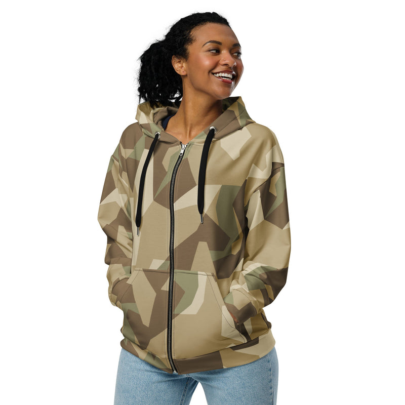 Nordic Leaf Pile Desert CAMO Unisex Zip Hoodie