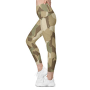 Nordic Leaf Pile Desert CAMO Womens Leggings with Pockets - Women