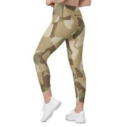 Nordic Leaf Pile Desert CAMO Womens Leggings with Pockets - Women