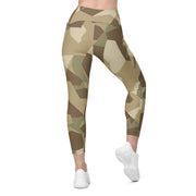 Nordic Leaf Pile Desert CAMO Womens Leggings with Pockets - Women
