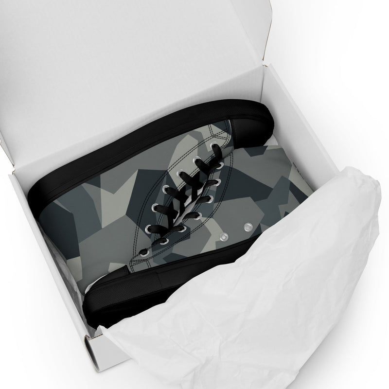 Nordic Leaf Pile Urban CAMO Mens High-Top Canvas Shoes