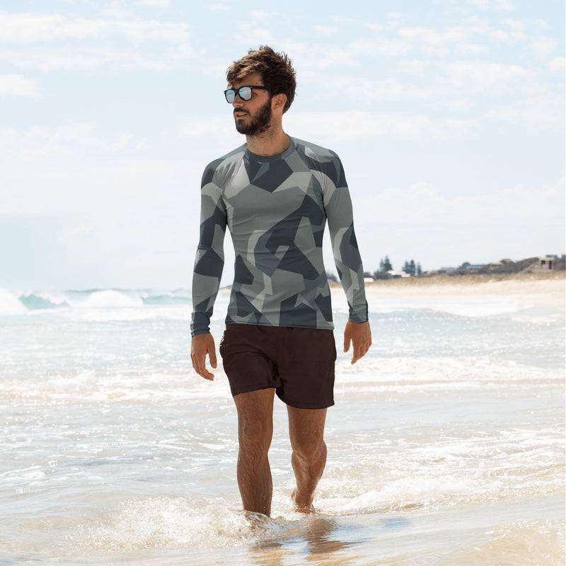 Nordic Leaf Pile Urban CAMO Mens Long-Sleeve Rash Guard - XS - LS