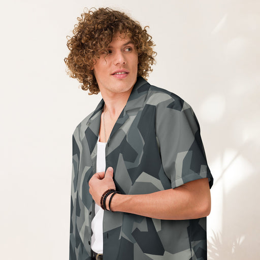 Nordic Leaf Pile Urban CAMO Unisex Short-Sleeve Button Shirt - 2XS - Button-Up