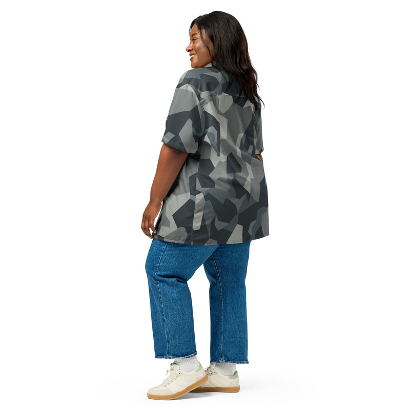 Nordic Leaf Pile Urban CAMO Unisex Short-Sleeve Button Shirt - Button-Up