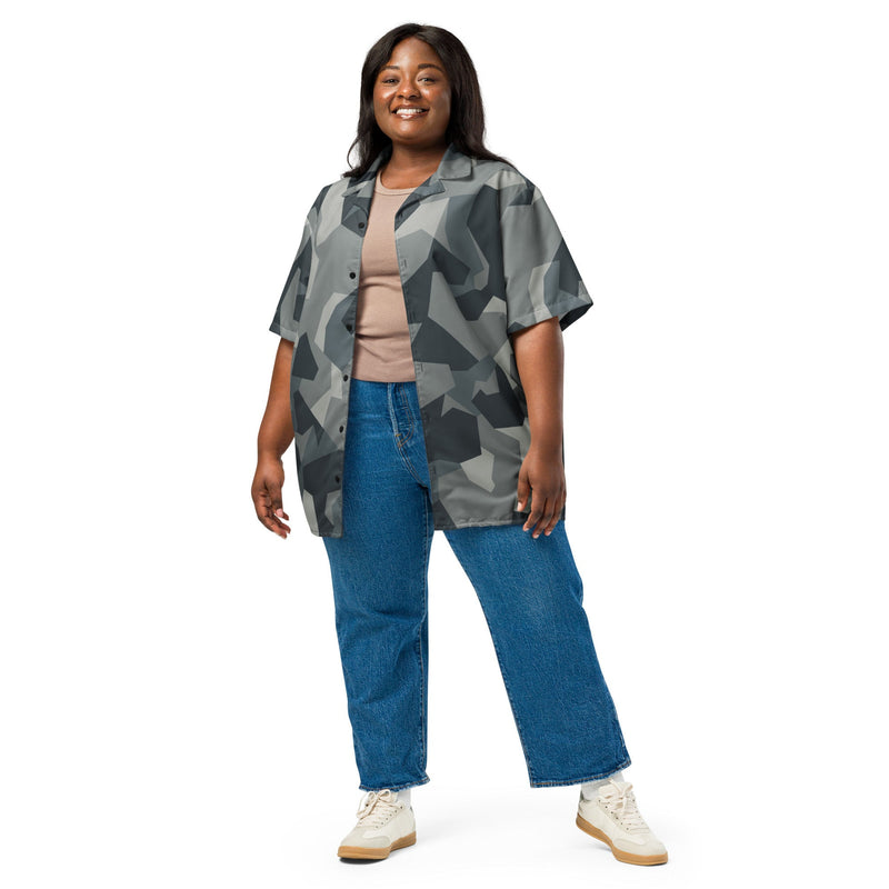 Nordic Leaf Pile Urban CAMO Unisex Short-Sleeve Button Shirt - Button-Up