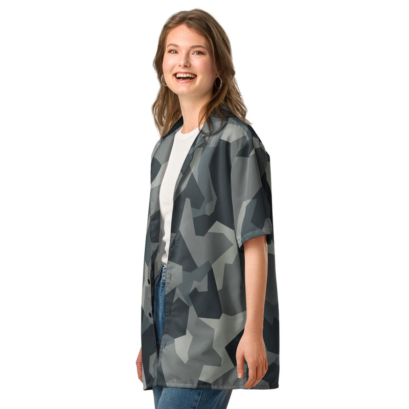 Nordic Leaf Pile Urban CAMO Unisex Short-Sleeve Button Shirt - Button-Up