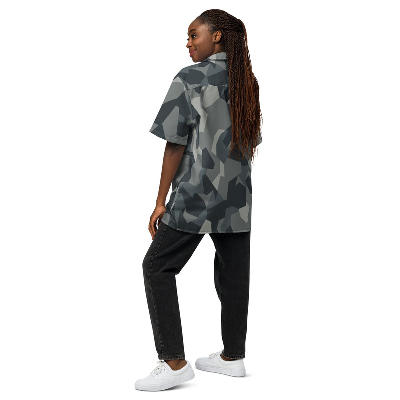 Nordic Leaf Pile Urban CAMO Unisex Short-Sleeve Button Shirt - Button-Up