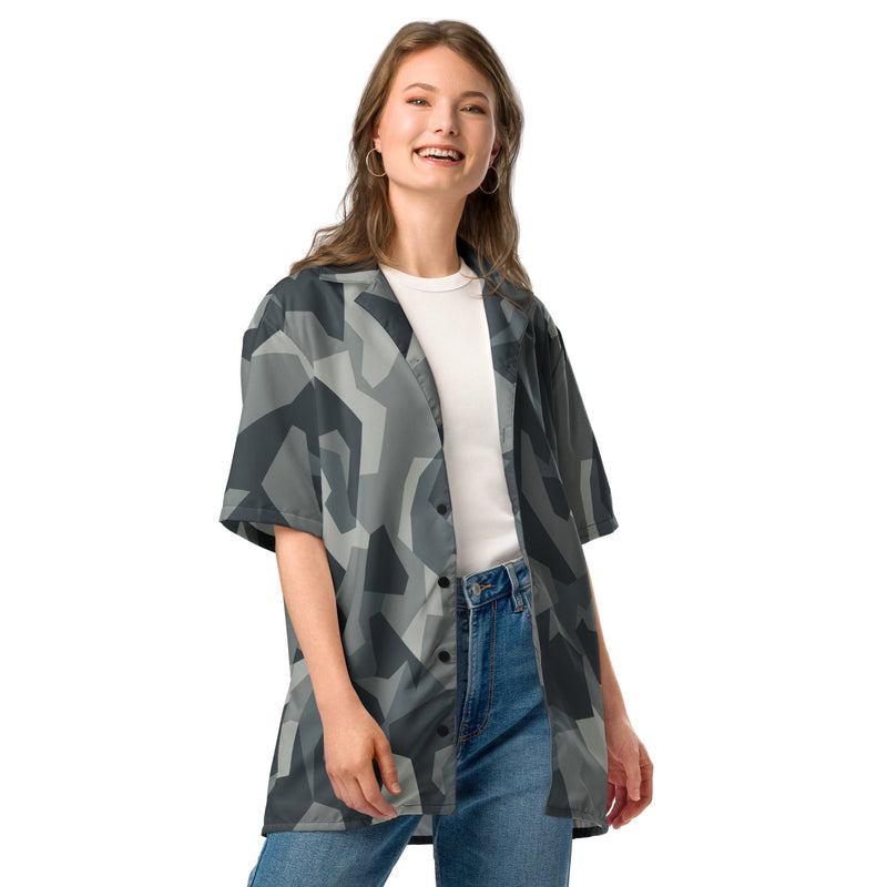 Nordic Leaf Pile Urban CAMO Unisex Short-Sleeve Button Shirt - Button-Up
