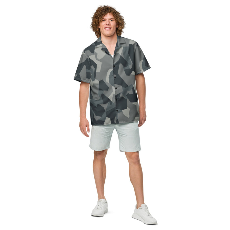 Nordic Leaf Pile Urban CAMO Unisex Short-Sleeve Button Shirt - Button-Up