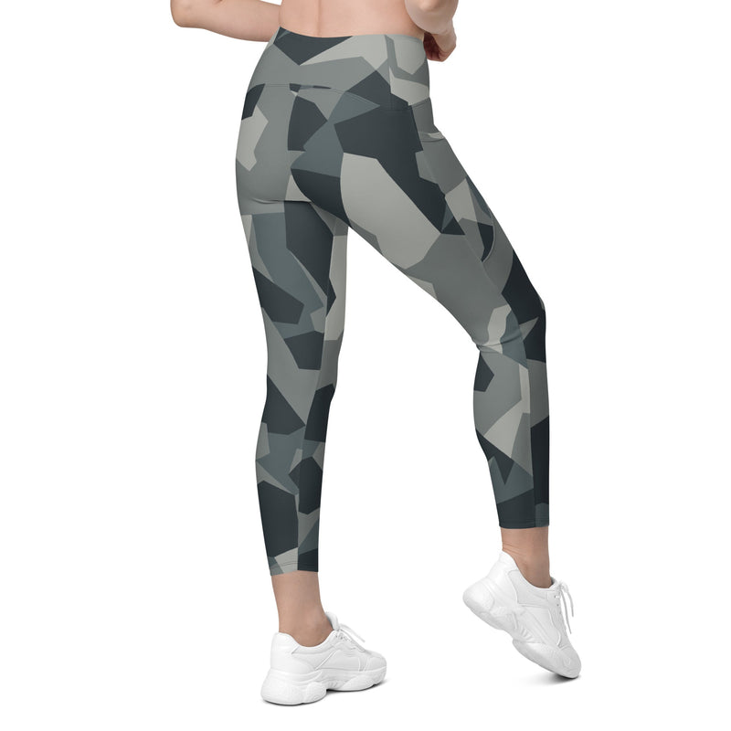Nordic Leaf Pile Urban CAMO Womens Leggings with Pockets - Women