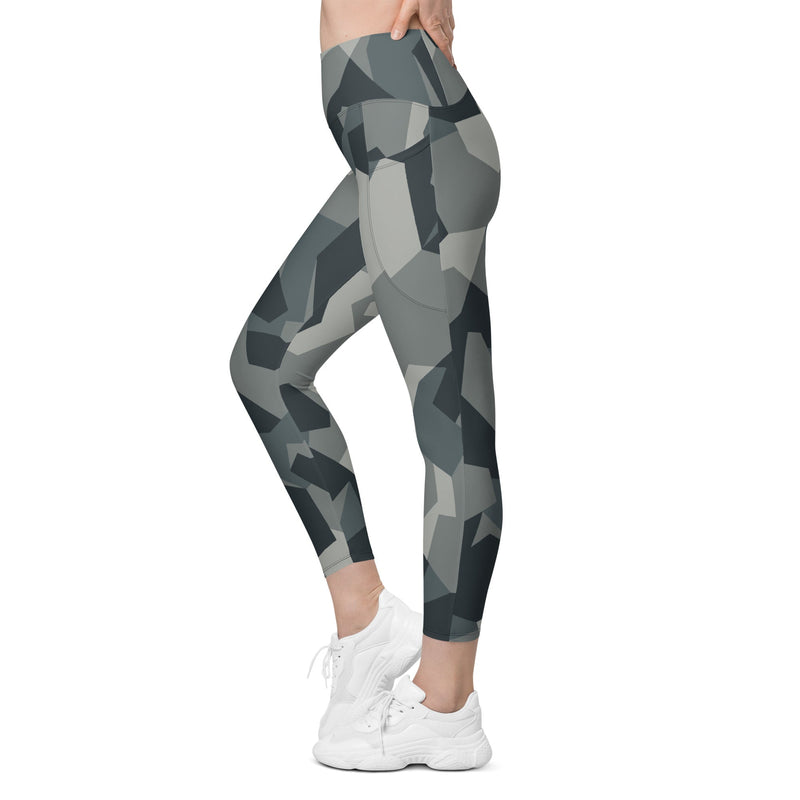 Nordic Leaf Pile Urban CAMO Womens Leggings with Pockets - Women