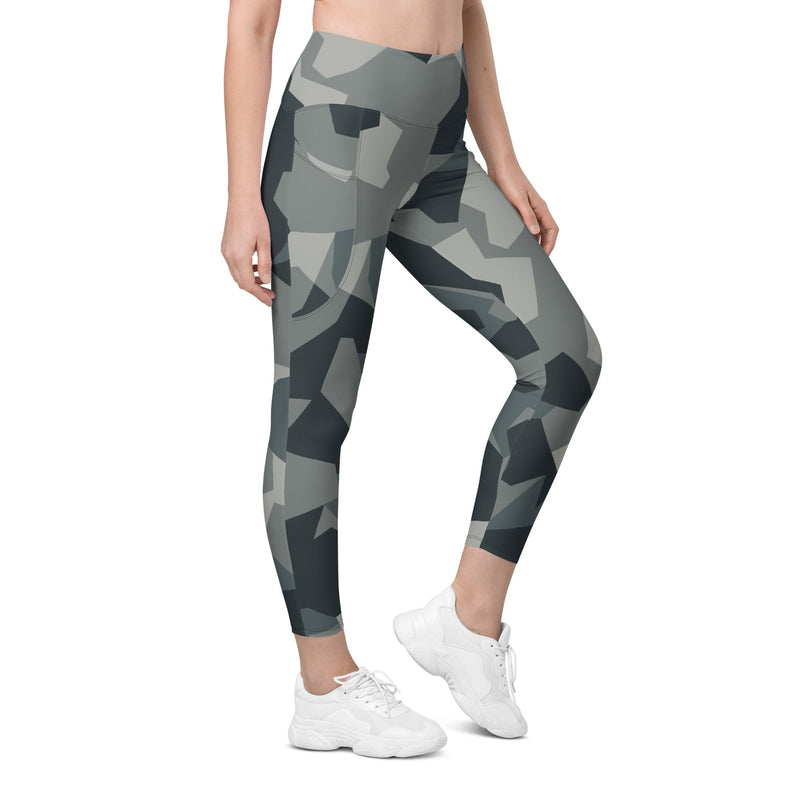 Nordic Leaf Pile Urban CAMO Womens Leggings with Pockets - 2XS - Women