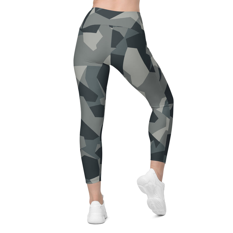 Nordic Leaf Pile Urban CAMO Womens Leggings with Pockets - Women
