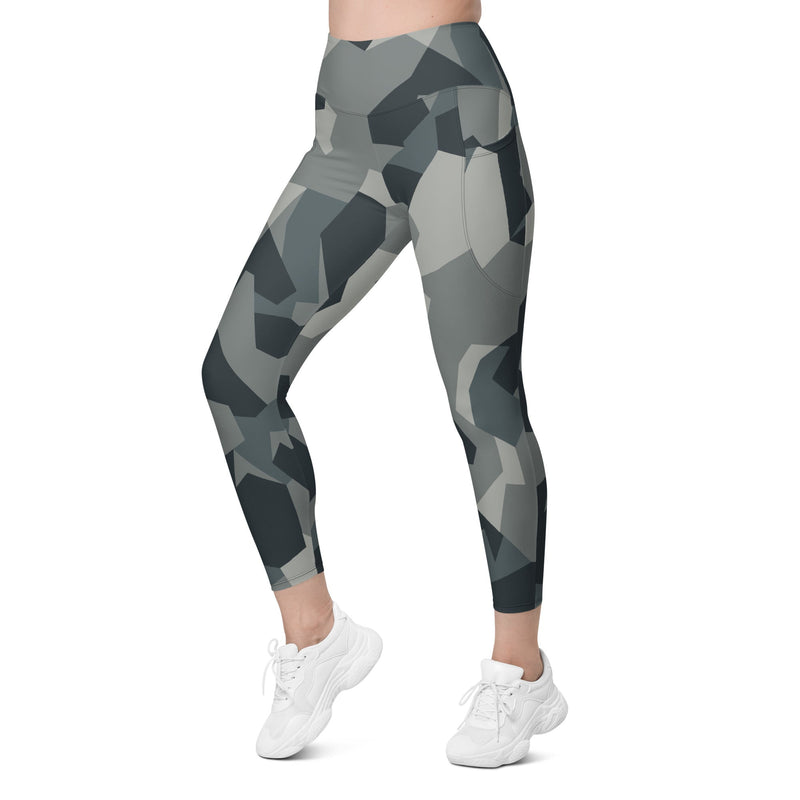 Nordic Leaf Pile Urban CAMO Womens Leggings with Pockets - Women