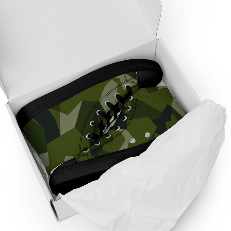 Nordic Leaf Pile Woodland CAMO Mens High-Top Canvas Shoes