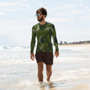 Nordic Leaf Pile Woodland CAMO Mens Long-Sleeve Rash Guard - XS - LS