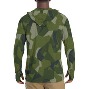 Nordic Leaf Pile Woodland CAMO Mens Sunscreen Sports Hoodie With Thumb Holes