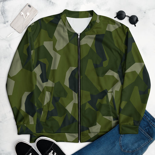 Nordic Leaf Pile Woodland CAMO Unisex Bomber Jacket - XS
