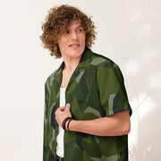 Nordic Leaf Pile Woodland CAMO Unisex Short-Sleeve Button Shirt - 2XS - Button-Up