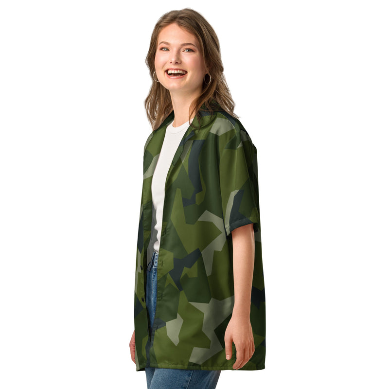 Nordic Leaf Pile Woodland CAMO Unisex Short-Sleeve Button Shirt - Button-Up