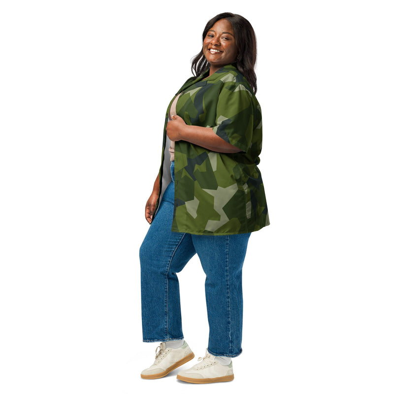 Nordic Leaf Pile Woodland CAMO Unisex Short-Sleeve Button Shirt - Button-Up