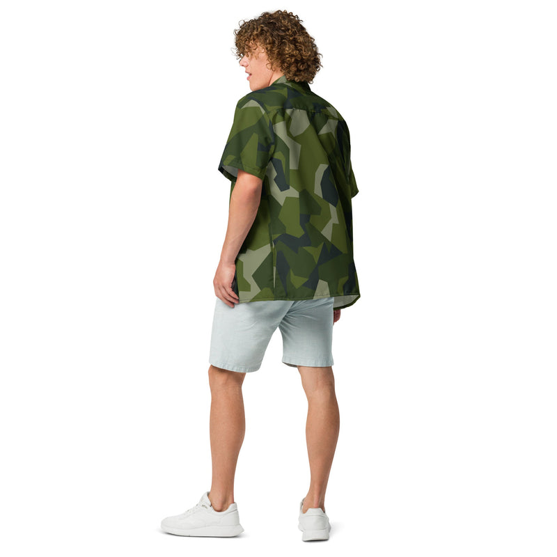 Nordic Leaf Pile Woodland CAMO Unisex Short-Sleeve Button Shirt - Button-Up