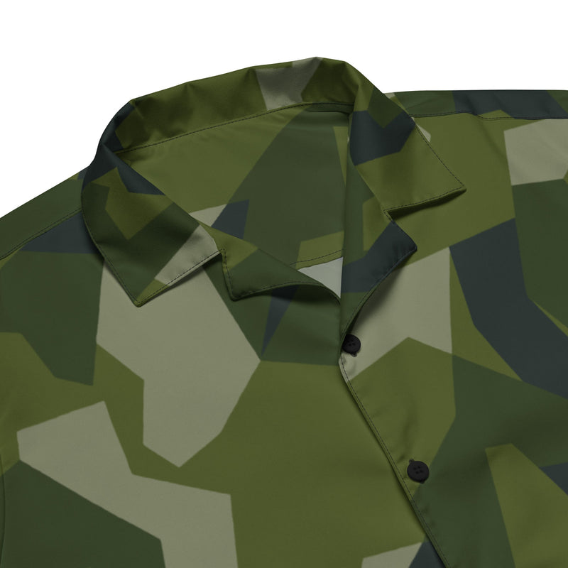 Nordic Leaf Pile Woodland CAMO Unisex Short-Sleeve Button Shirt - Button-Up