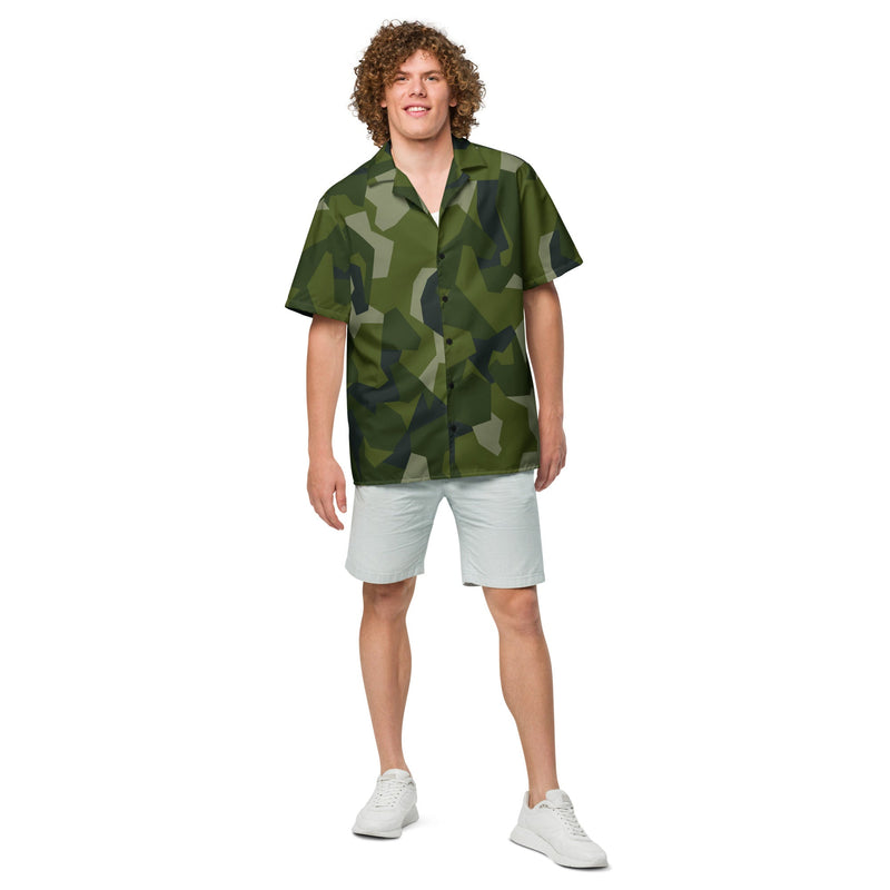 Nordic Leaf Pile Woodland CAMO Unisex Short-Sleeve Button Shirt - Button-Up
